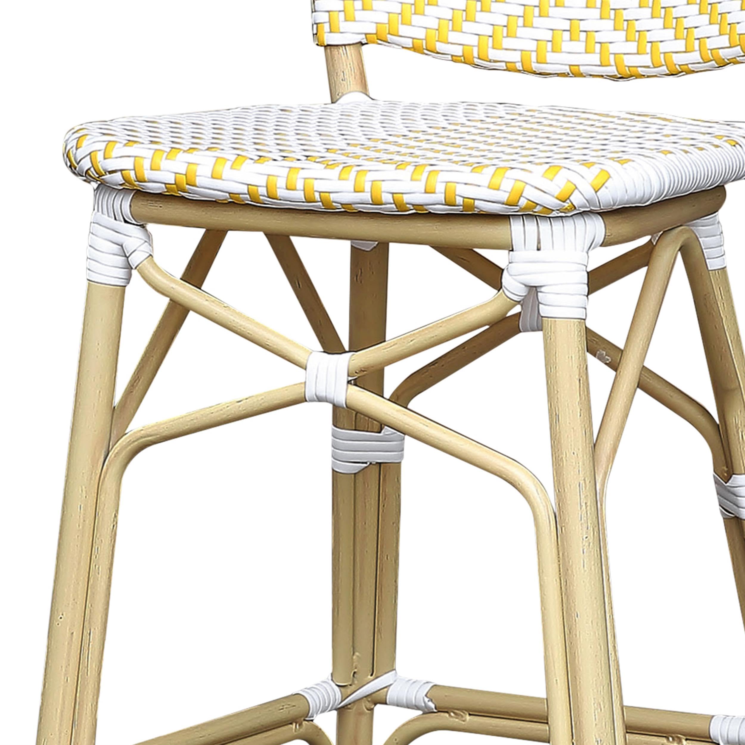 Furniture of America Adino Aluminum Patio Bar Chairs (Set of 2) - Yellow Outdoor Dining Chairs for Backyard, Poolside & Garden Seating