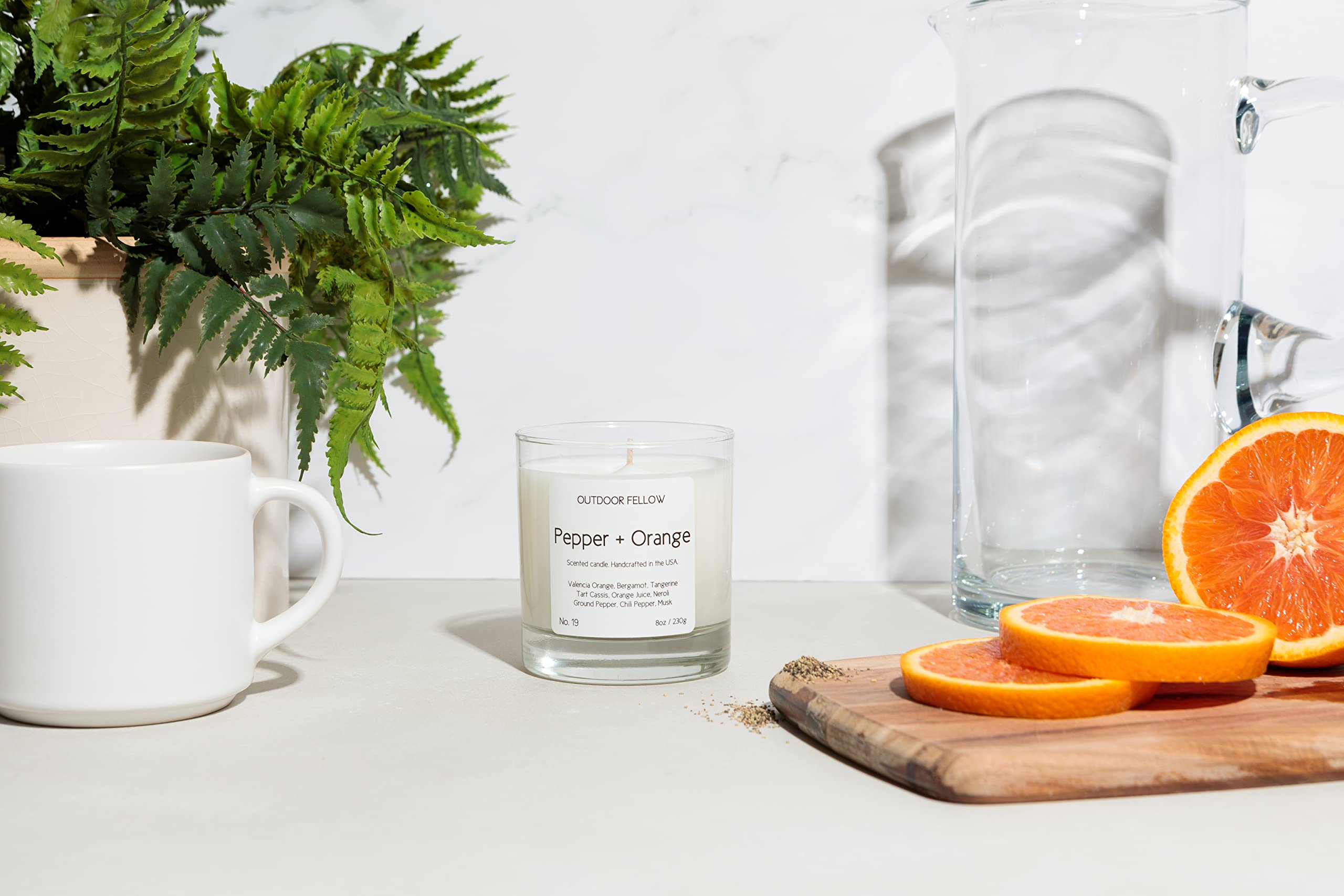 Pepper & Orange Scented Candle - 8oz Coconut Apricot Wax Blend with Bergamot Neroli & Chili Pepper - Long Lasting 40+ Hour Burn Time - Citrus Aroma Home Fragrance for Living Room, Bedroom, Spa Relaxation & Gift Giving