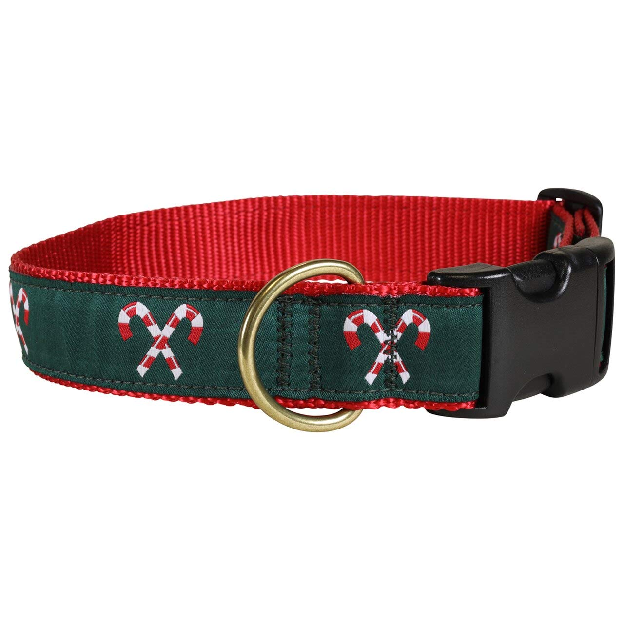 Belted Cow Company Candy Cane Pattern Dog Collar - Handmade in Maine USA - Perfect for Christmas, Holidays & Festive Pet Outfits