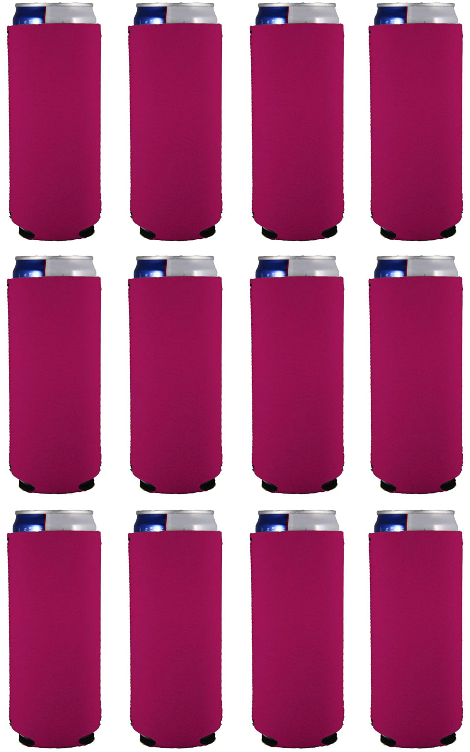 12 Pack Magenta Neoprene Slim Can Coolers - Insulated Beverage Sleeves for Beer, Soda & Energy Drinks - Perfect for Parties, BBQs, Picnics & Outdoor Events