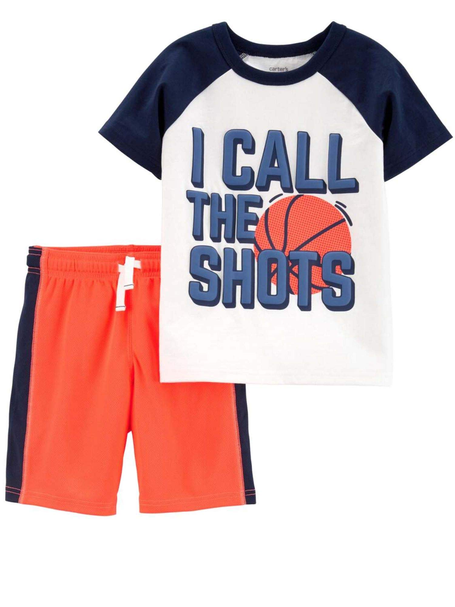 Carters Infant Baby Boys Basketball Outfit Set - Orange Short Sleeve Shirt & Shorts for Playtime, Sports & Casual Wear