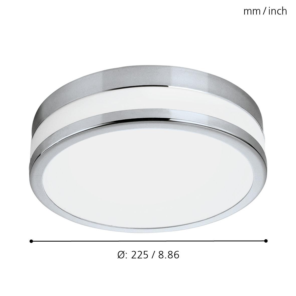 Eglo LED Palermo Round Chrome IP44 Bathroom Ceiling Flush Light Fixture 22.5cm - Waterproof Dimmable LED Light for Bathroom, Kitchen, Hallway & Closet Lighting