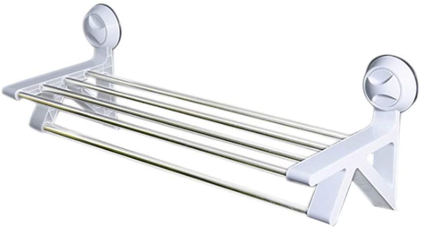 Stainless Steel Towel Bar with Perforated Shelf - Wall Mounted Bathroom Towel Rack & Storage Holder - White Hanger for Bath, Kitchen, and Laundry Room Organization