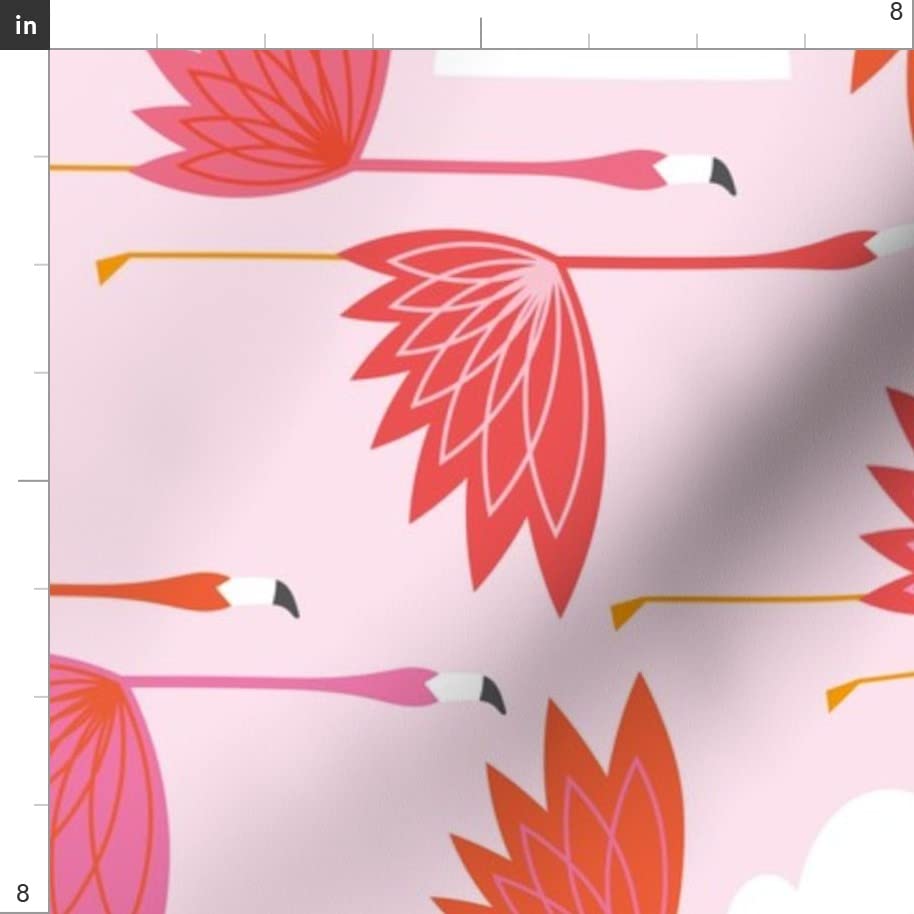 Flamingo Print Minky Fabric Fat Quarter - Soft Plush Fabric for Sewing Baby Blankets, Quilt Backing & DIY Projects - Weather-Resistant Spoonflower Fabric for Nursery Decor & Crafting