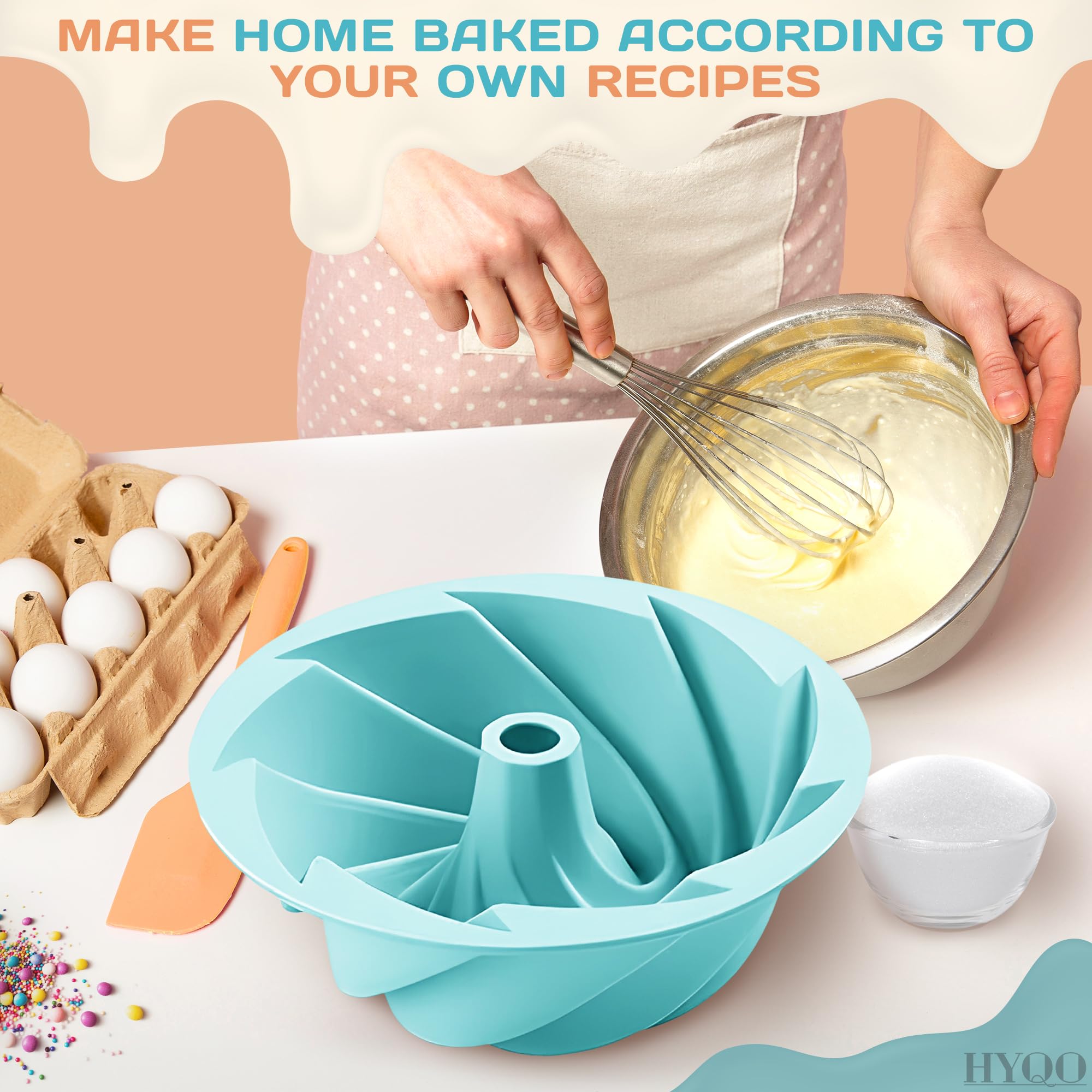 Non-Stick Silicone Bundt Cake Pan - 10 Inch Round Baking Mold for Homemade Cakes, Bread & Muffins | Dishwasher Safe & Heat Resistant | Perfect for Birthday Parties, Holiday Baking & Family Gatherings