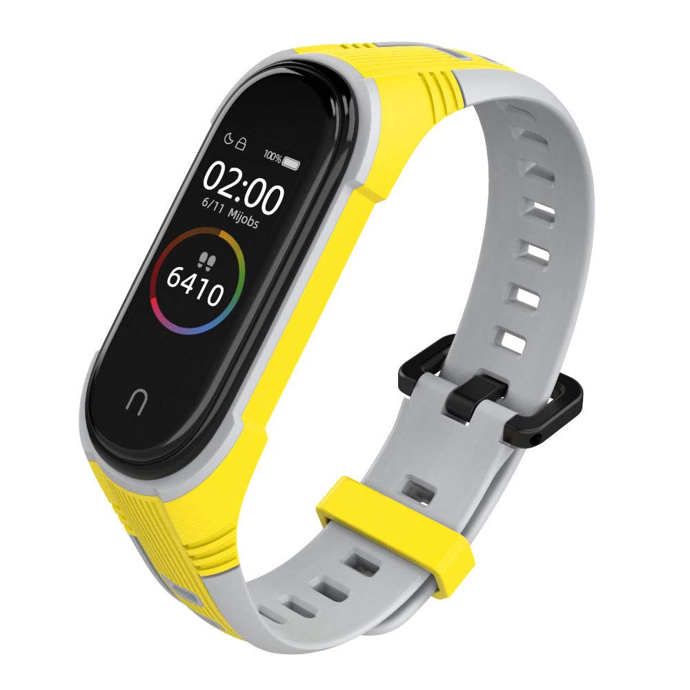 KOMI Replacement Bands for Xiaomi Mi Band 7/6/5 - Soft Silicone Wrist Strap, Adjustable Sport Watch Band for Women & Men (Yellow/Gray) - Perfect for Fitness Tracking, Running & Daily Wear