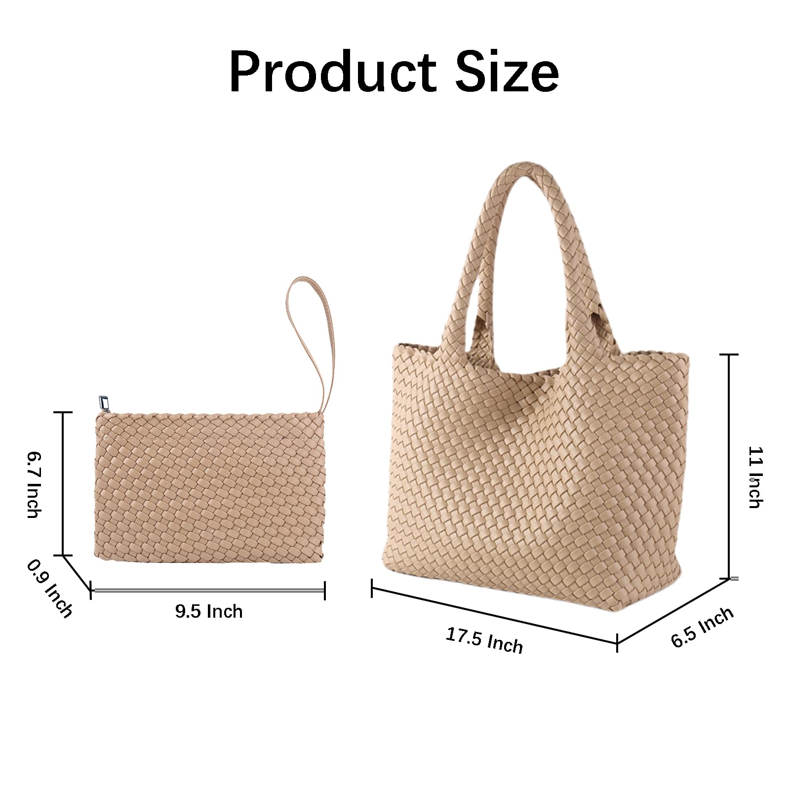 SporGenius Women's Vegan Leather Woven Tote Bag - Large Beach & Travel Handbag with Detachable Small Purse | Perfect for Shopping, Work, and Vacation Getaways