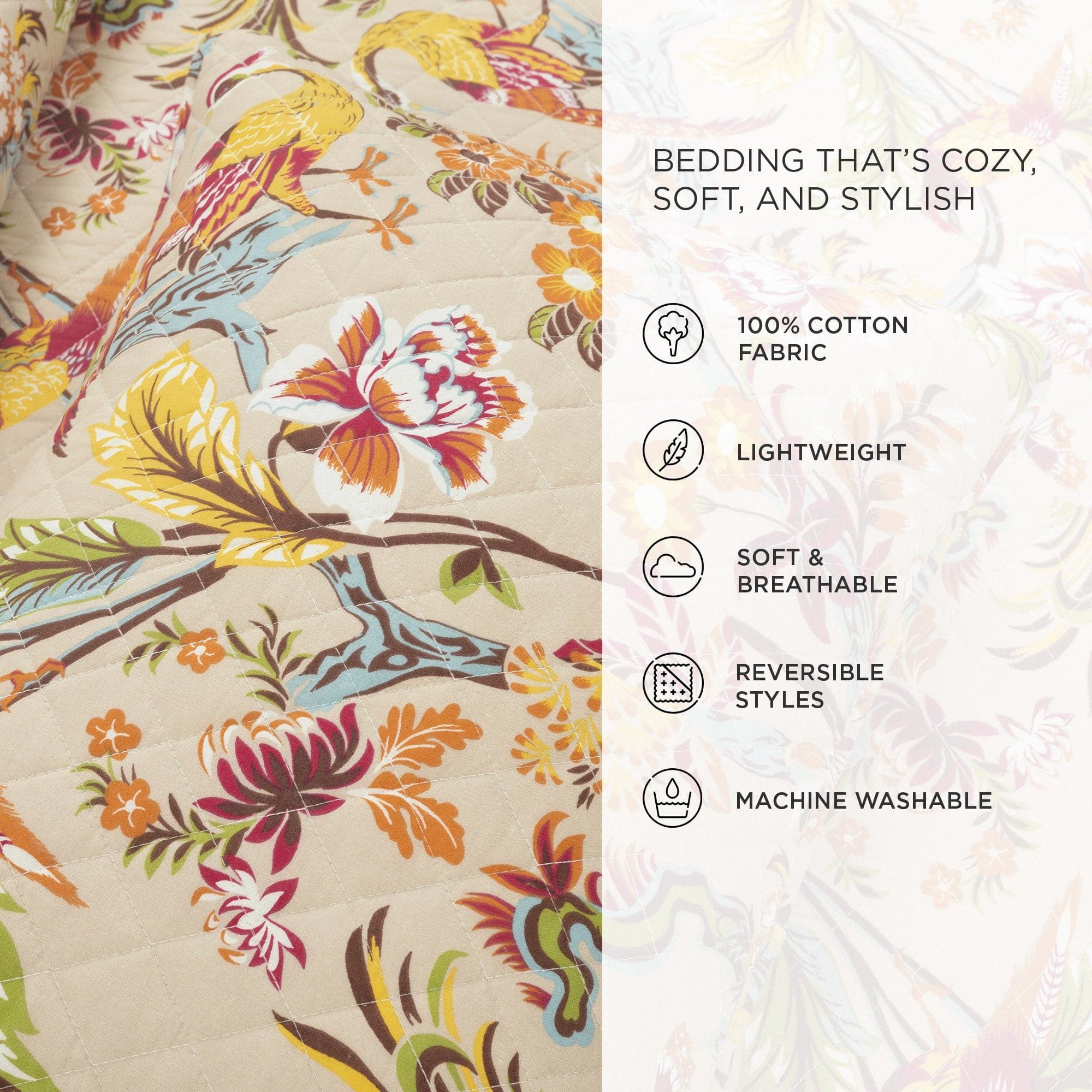 Premium Dolores 3-Piece Quilt Set - Soft Bedding Comforter with Matching Pillow Shams | Perfect for Master Bedroom, Guest Room & Cozy Home Decor