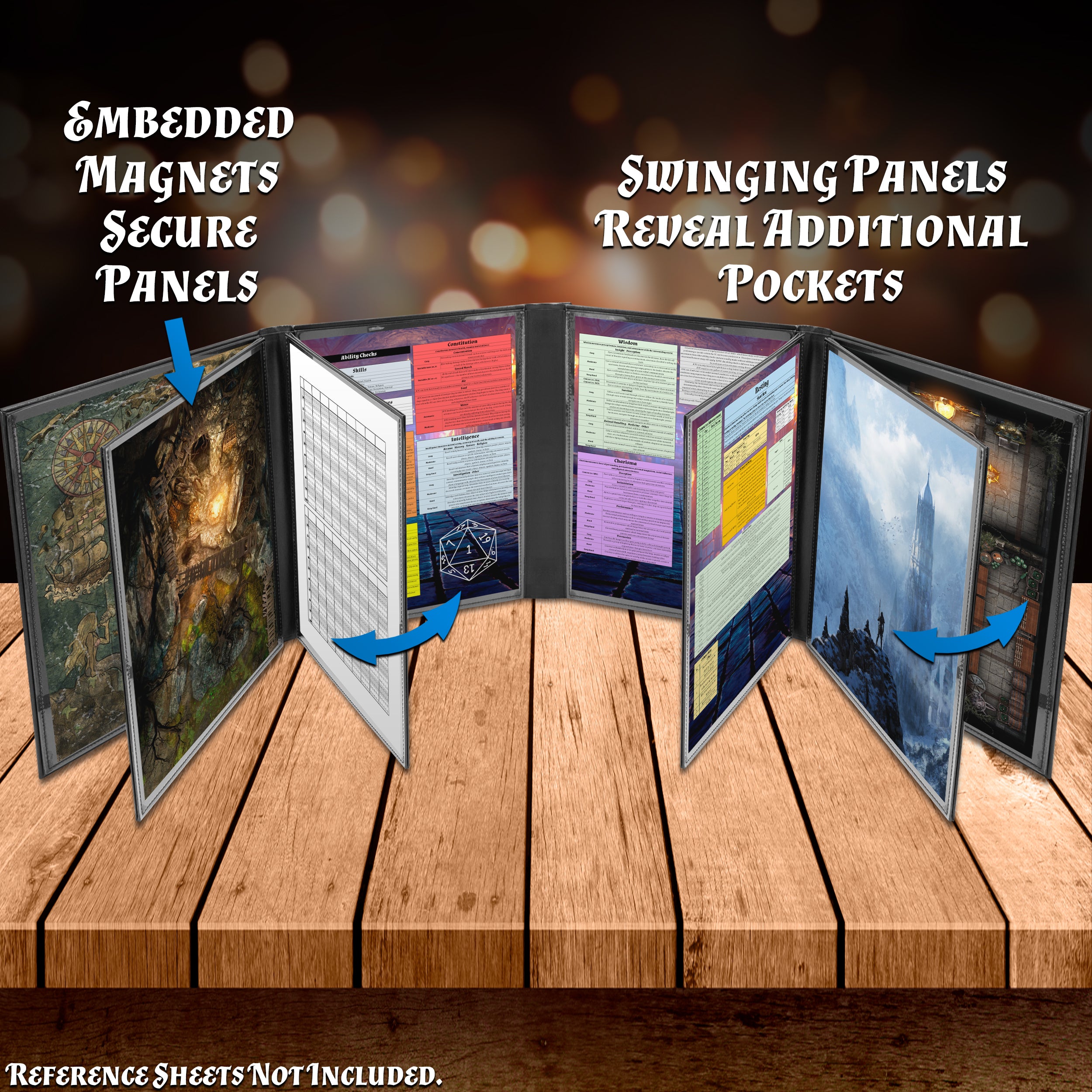 Premium Faux Leather 12-Panel Deluxe DM Screen for D&D & RPG Games - Foldable Game Master Screen with 4 Swing-Out Panels - Perfect for Tabletop Roleplaying, Dungeon Masters & Game Sessions (Inserts Not Included)