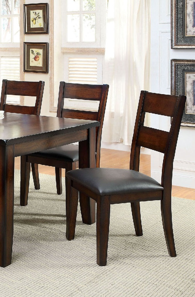 Dark Cherry Finish Solid Wood Transitional Style Kitchen Dining Chairs Set of 2 - Bold & Sturdy Design with Padded Leatherette Seats - Perfect for Dining Room, Kitchen Island, or Breakfast Nook