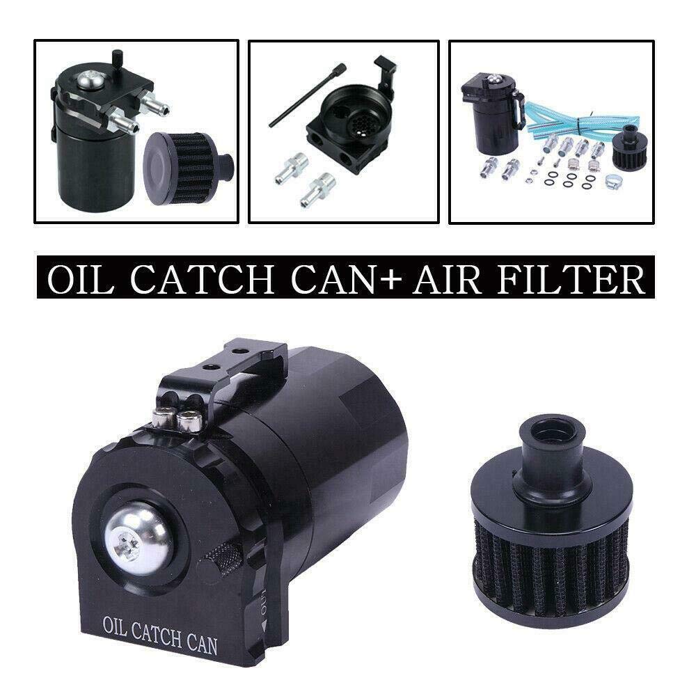 MILLION PARTS Aluminum Oil Catch Can Tank with Filter - Dual Port Breather Reservoir for Engine Performance - Perfect for Car, Truck & Motorcycle Engine Protection