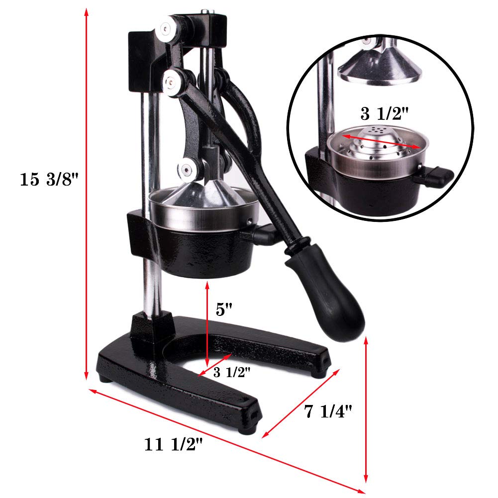 Commercial Manual Citrus Juicer Press - Heavy Duty Orange & Lemon Juice Squeezer Extractor for Restaurants, Bars & Homes (Black) - Perfect for Fresh Juice, Cocktails & Healthy Drinks