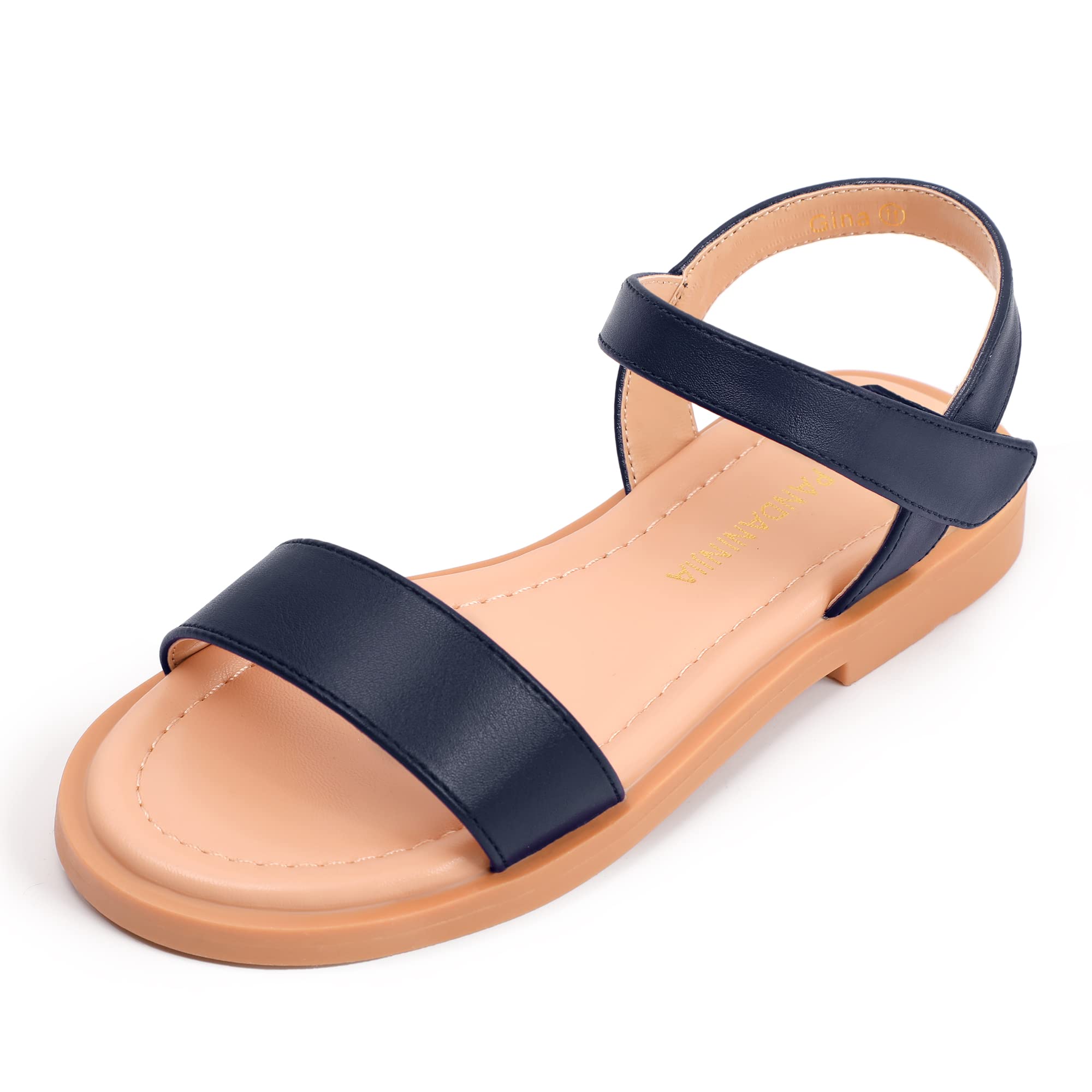 PANDANINJIA Gina Girls Sandals - Open Toe Summer Flats Dress Shoes for Toddler, Little Kid & Big Kid | Comfortable Casual & Party Wear for Beach, School & Outdoor Play