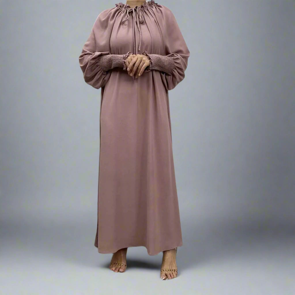 Elegant Solid Color Abaya Dress for Women - Modest Islamic Clothing - Perfect for Prayer, Mosque, and Special Occasions