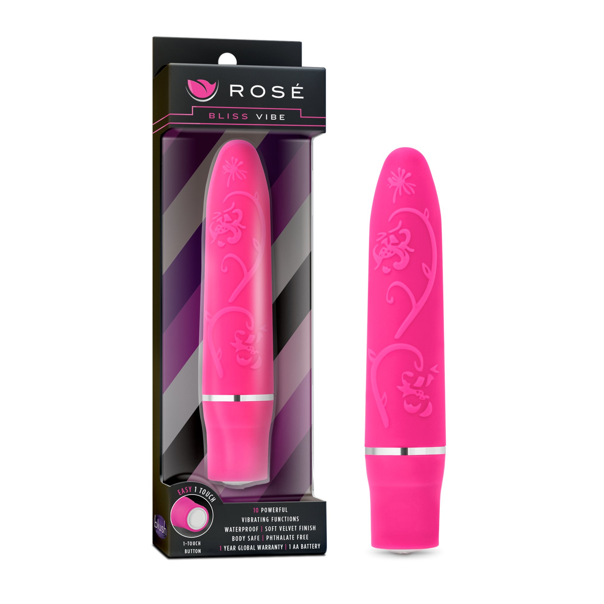 Bliss Vibe 10-Speed 4-Inch Pocket Bullet Vibrator - Waterproof & Rechargeable Adult Toy for Women - Discreet Personal Massager for Sensual Pleasure & Stress Relief - Perfect for Travel, Solo Play & Couples Intimacy - Pink