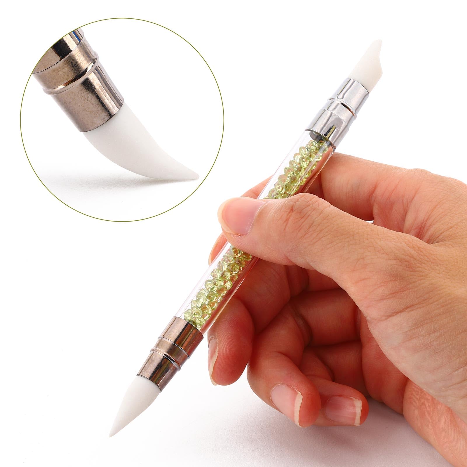 5 Pcs Silicone Nail Art Tools Set - Dual Tipped Nail Sculpture Pen, Rhinestone & Polish Carving Pen with Rubber Tips - Perfect for DIY Nail Art, Salon Professionals & Home Manicures