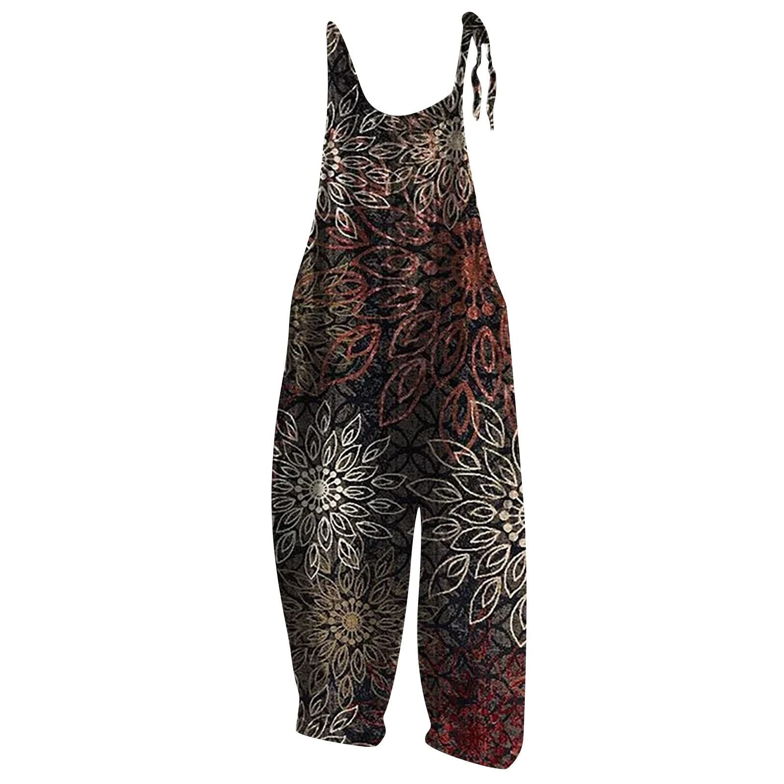 Women's Casual Floral Tie-Dye Printed Jumpsuit - Fashion Suspender Overalls with Wide Leg Pants | Perfect for Summer Outfits, Beach Wear & Boho Style Fashion