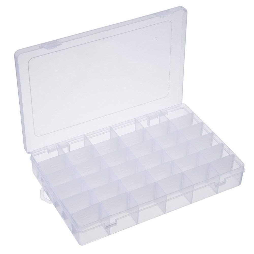 36-Compartment Clear Adjustable Jewelry Bead Organizer Box - Craft Storage Container with Adjustable Dividers - Perfect for Beading, DIY Crafts & Small Parts Organization