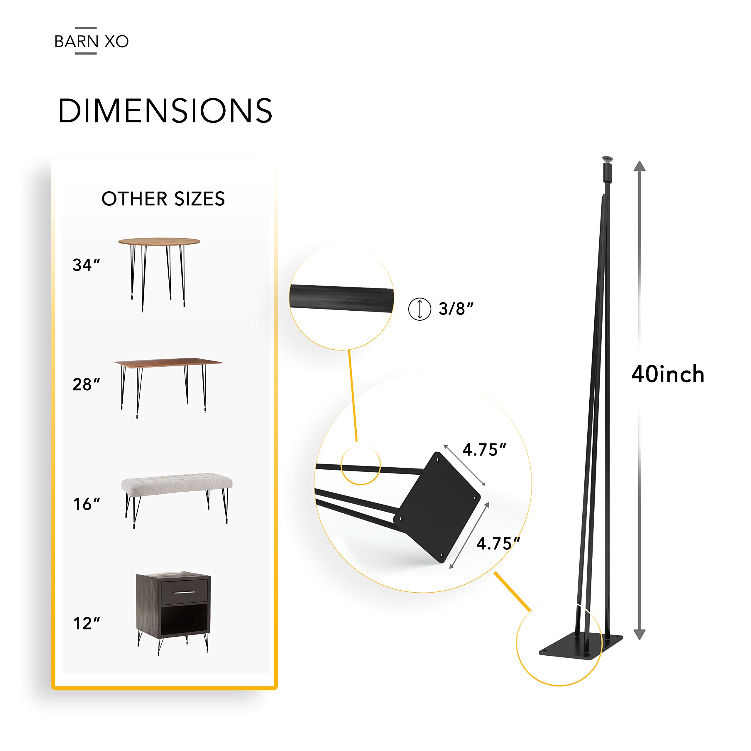 Modern Industrial Hairpin Table Legs Set of 4 - 16