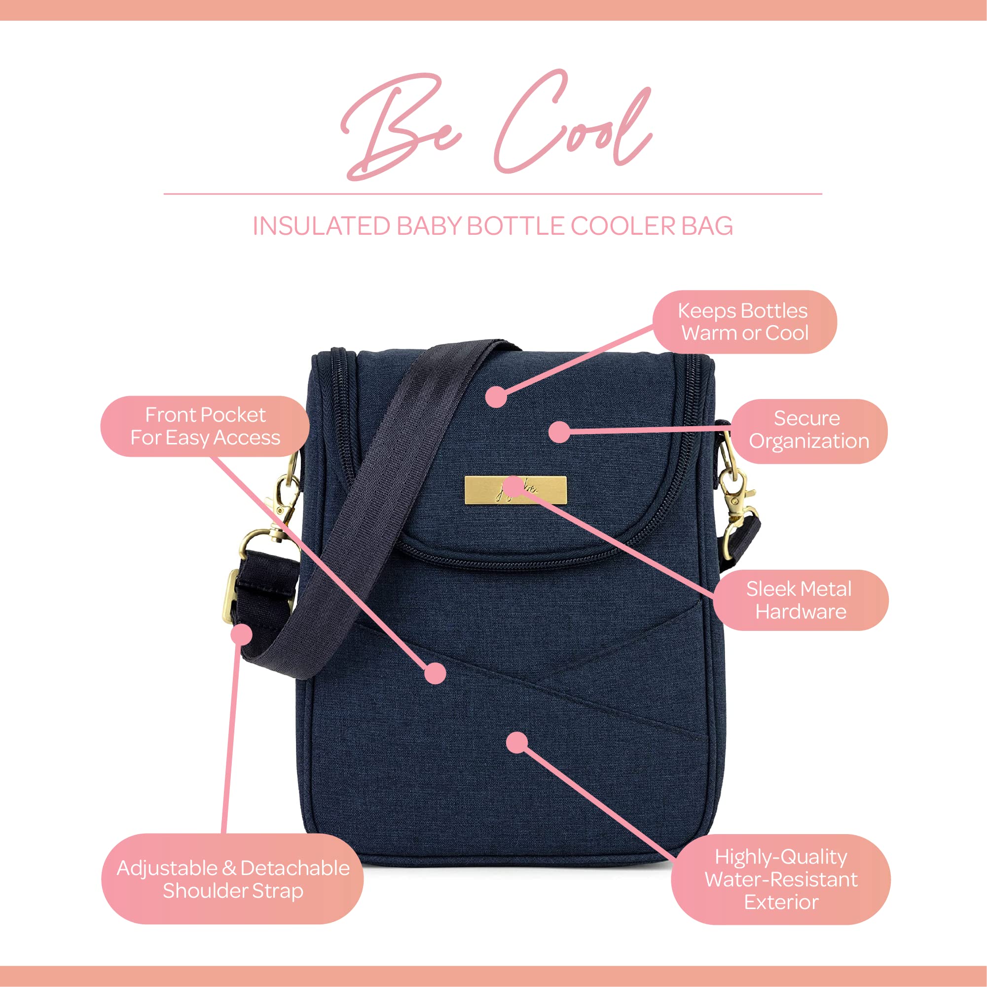 JuJuBe Insulated Baby Bottle Cooler Bag - Portable Breastmilk Storage for Travel, Baby Bottle Carrier with Ice Pack, Multi-Purpose Insulated Food Bag | Perfect for Daycare, Work Commute & Family Outings - Indigo Chromatics