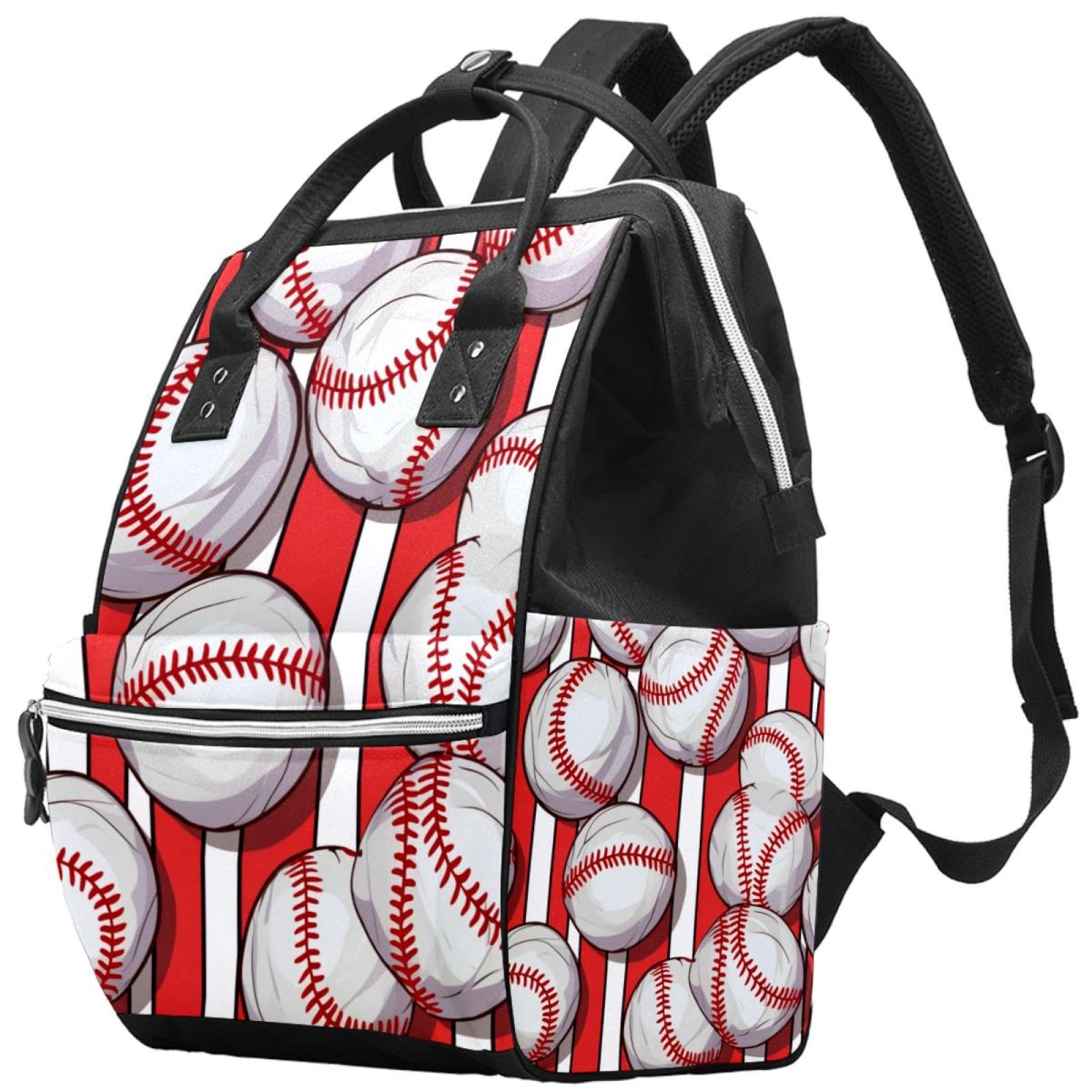 Stylish Travel Backpack for Women & Men - Baseball Red Stripes Design, Durable Carry-On Backpack for Commuting, School & Outdoor Adventures