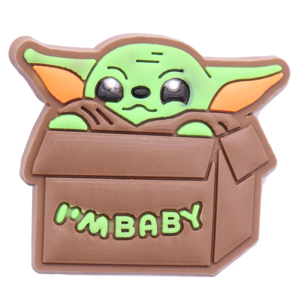 22Pcs Baby Yoda Shoe Charms - Cute Green Alien PVC Sandal Accessories for Boys & Girls - Perfect for Garden Parties, Cosplay & Gifts