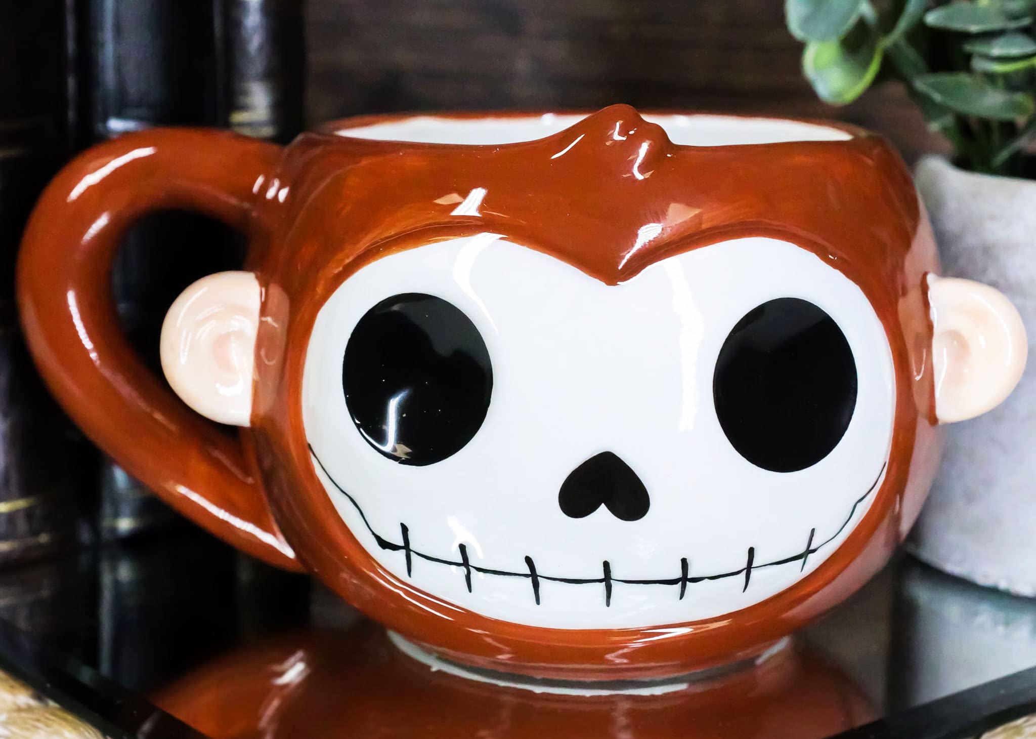 Ebros Gift Furrybones Adorable 14oz Ceramic Drinking Mug - Collectible Skeleton Monster Figurine with Furry Bones Design - Perfect for Coffee, Tea & Beverages - Unique Gift for Halloween & Anime Fans (Munky The Monkey Style)