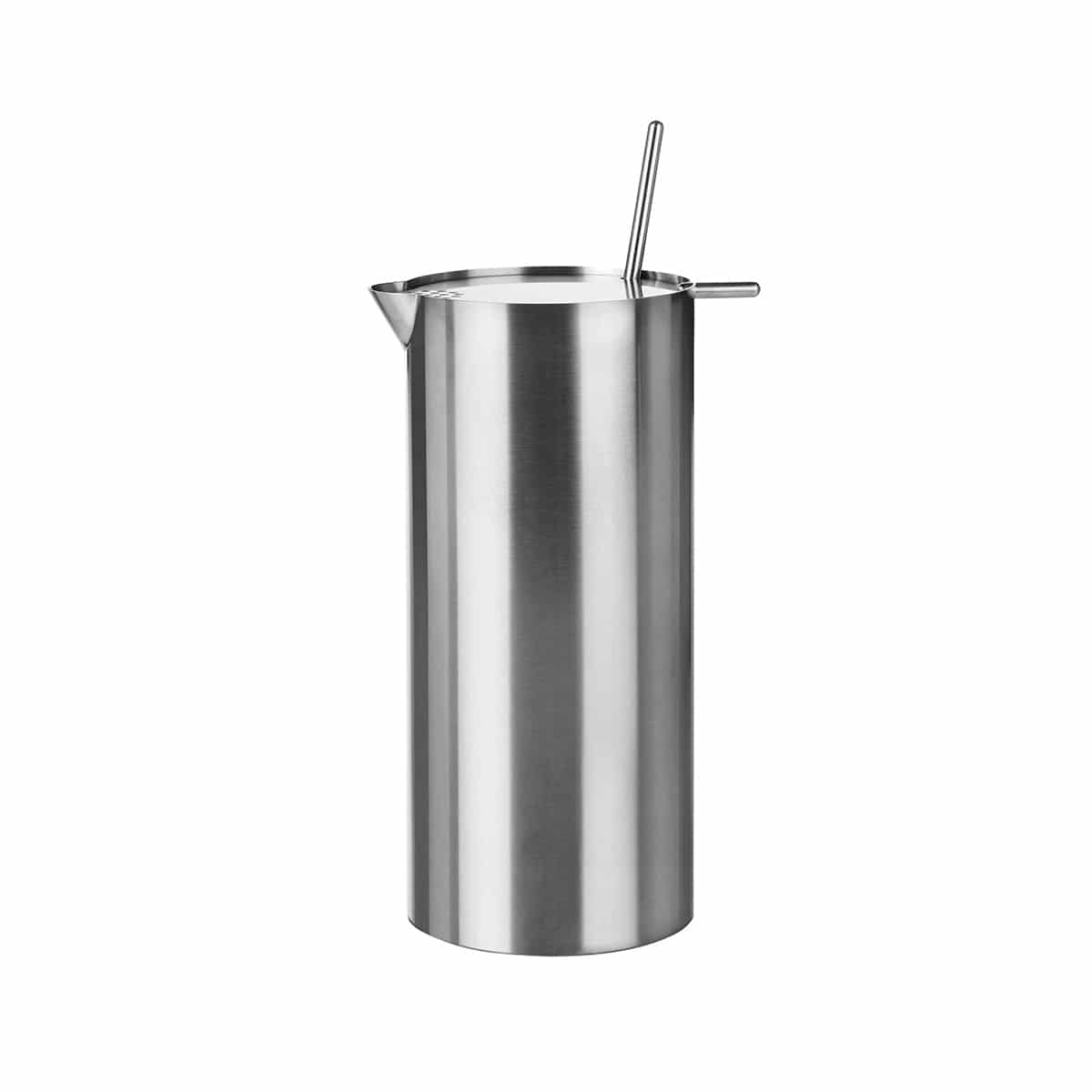 STELTON ARNE JACOBSEN Cylinda Line 1L Stainless Steel Martini Mixer with Spoon - Premium Cocktail Shaker for Home Bar, Parties & Mixology Enthusiasts