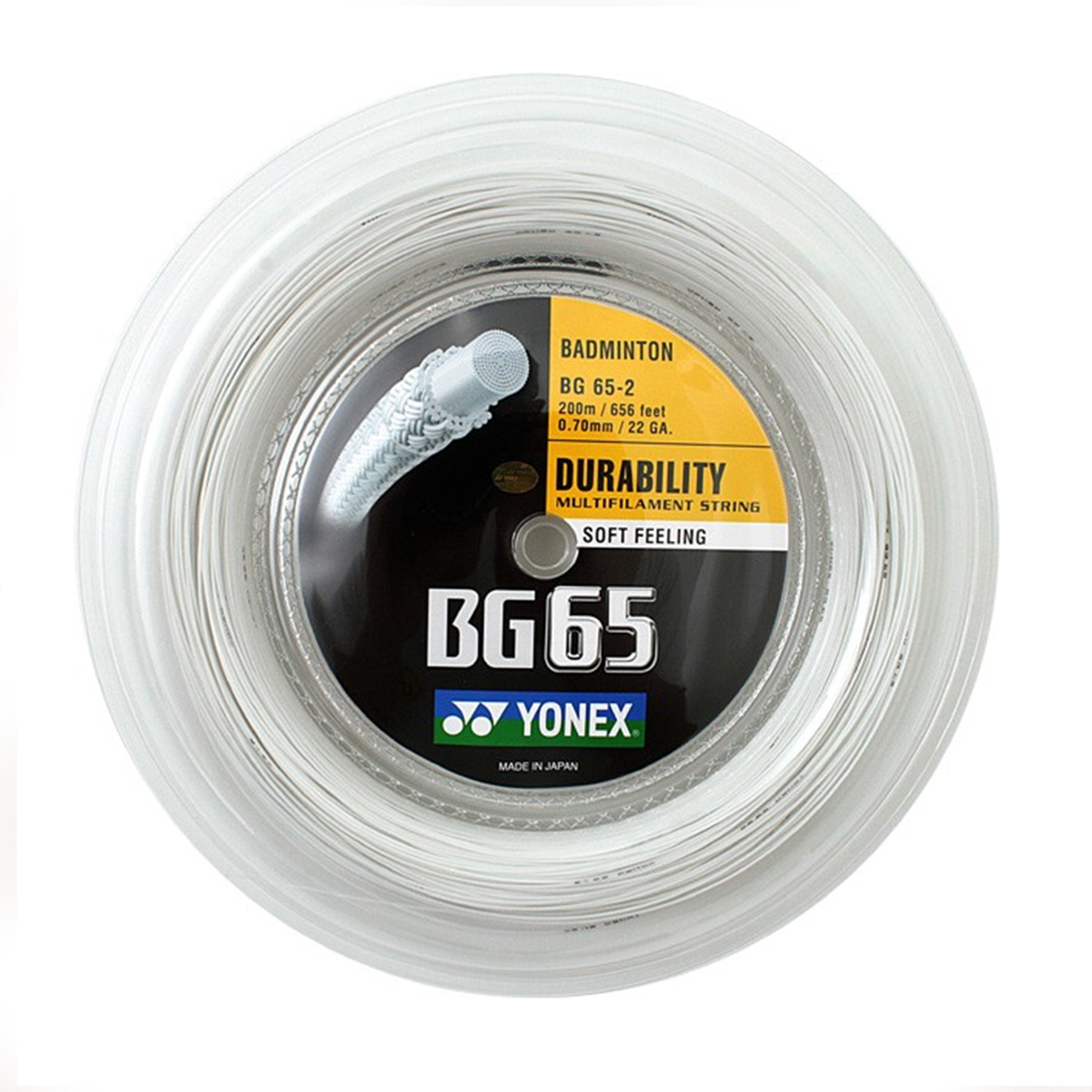 Yonex BG 65 Badminton String 200M Reel - Premium Badminton Racket String for Durability & Control - Perfect for Professional Players & Training Sessions