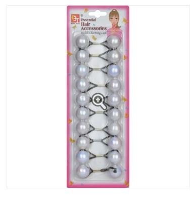 Twinbead Bubble Ponytail Holders 20mm - 10Pcs Hair Ties for Women & Girls (White) - Perfect for School, Workout, Yoga and Everyday Hairstyles