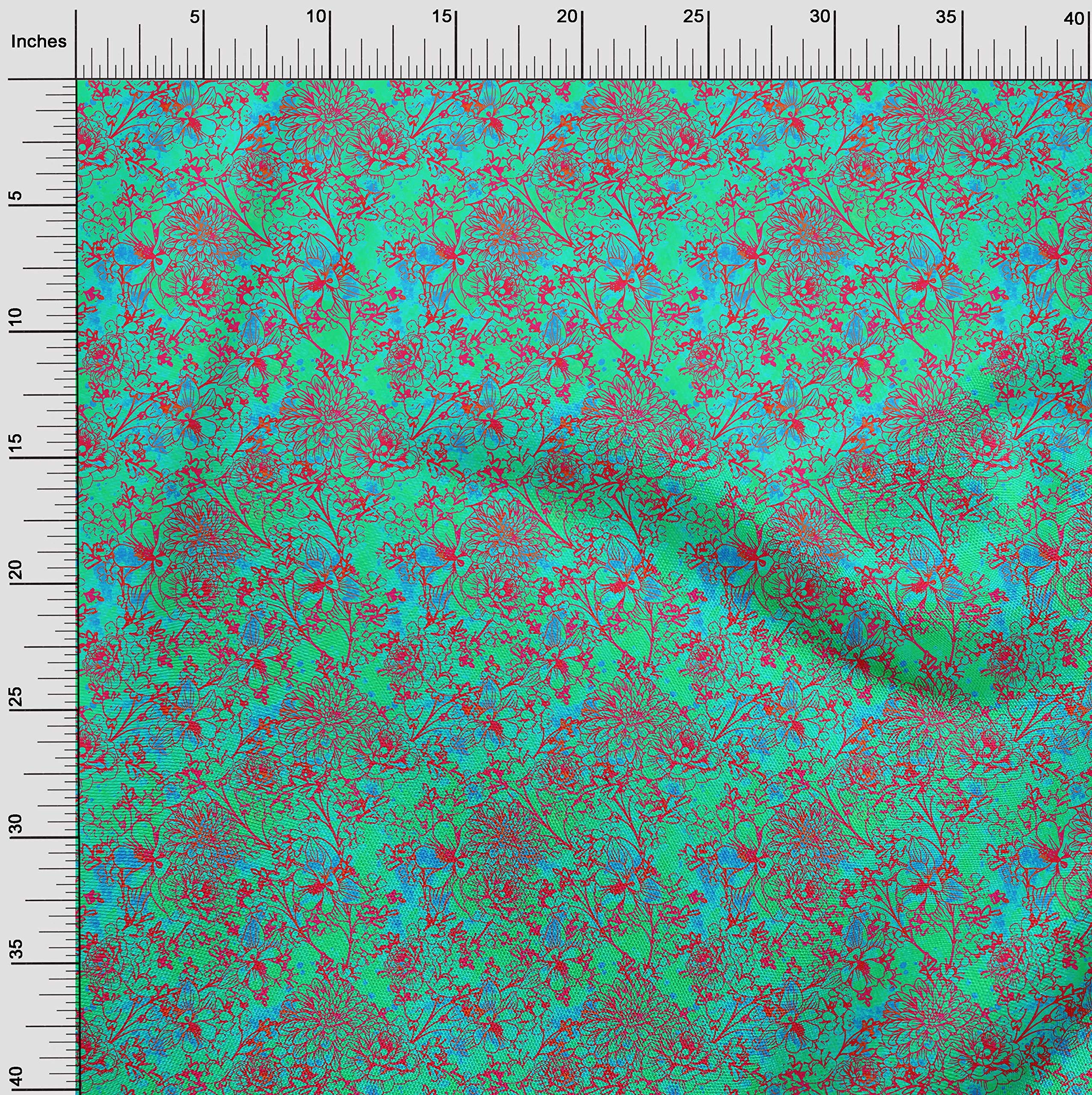 Premium 100% Cotton Silk Blend Batik Fabric - Sea Green Printed DIY Sewing Material by The Yard (42