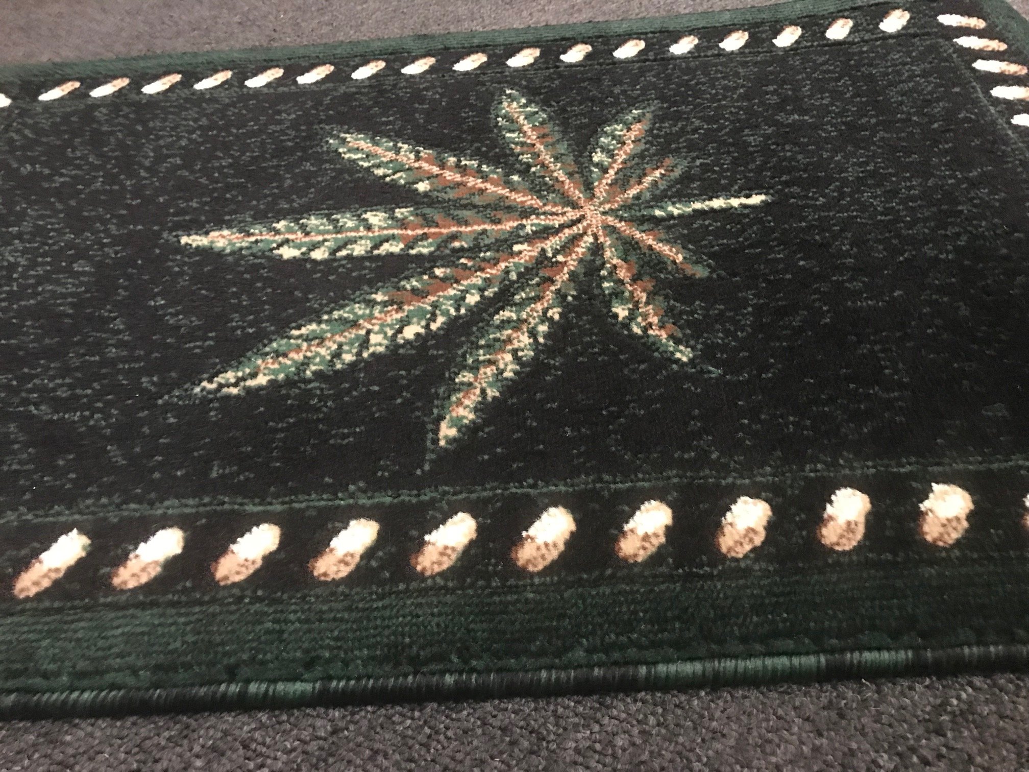 Americana Marijuana Door Mat Rug - Black & Green Design #139 (2ft x 3ft) - Non-Slip Indoor/Outdoor Welcome Mat for Porch, Patio, or Front Door