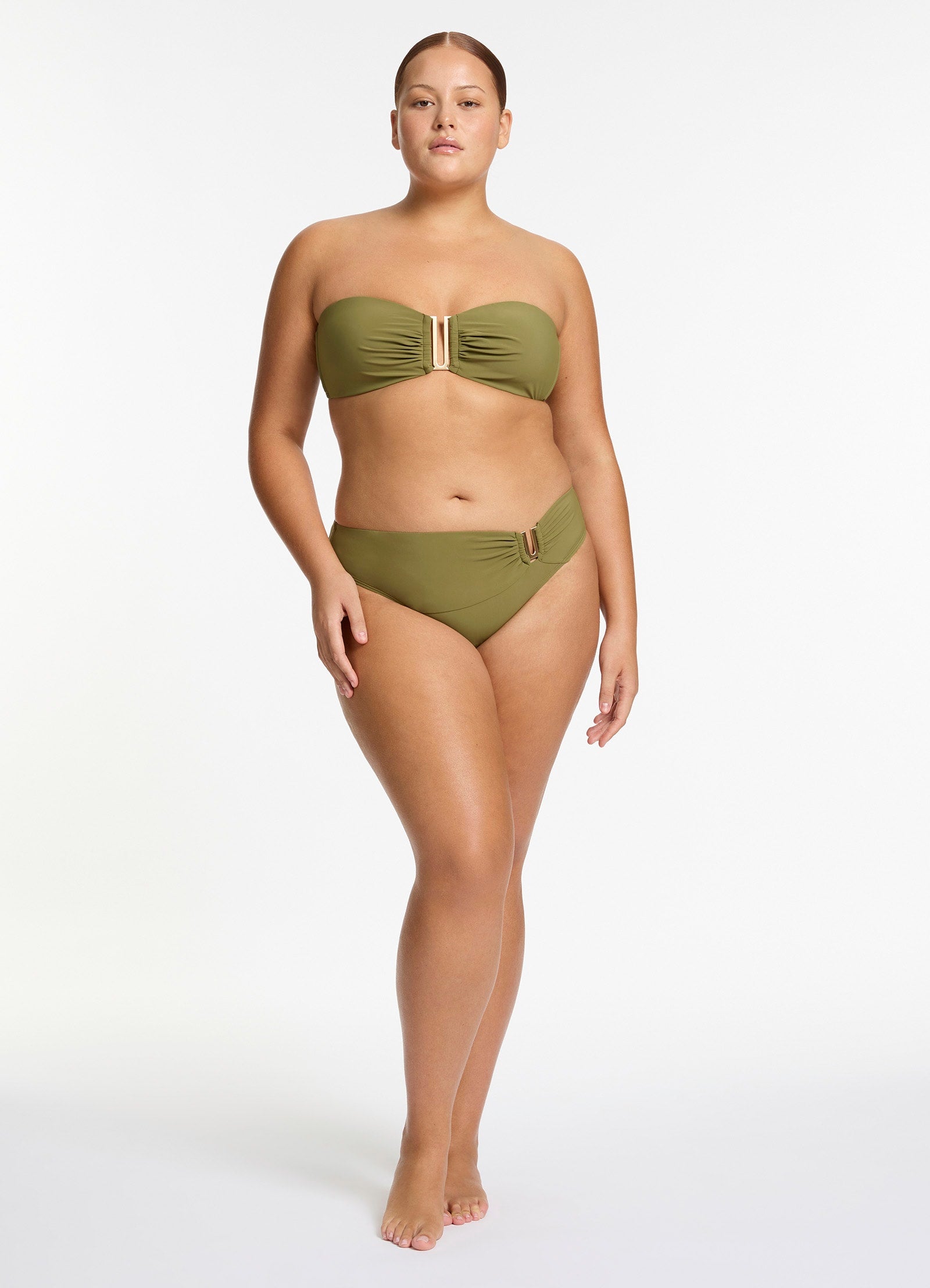 Jetset Bandeau Bikini Top - Moss Green Swimwear for Women | Perfect for Beach Vacations, Pool Parties & Summer Getaways