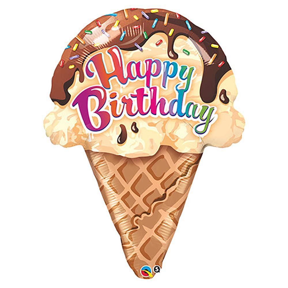 LOONBALLOON 27 Inch Giant Ice Cream Cone Balloon for Birthday Party Decorations - Perfect for Dessert Themed Parties, Baby Showers & Ice Cream Shop Decor