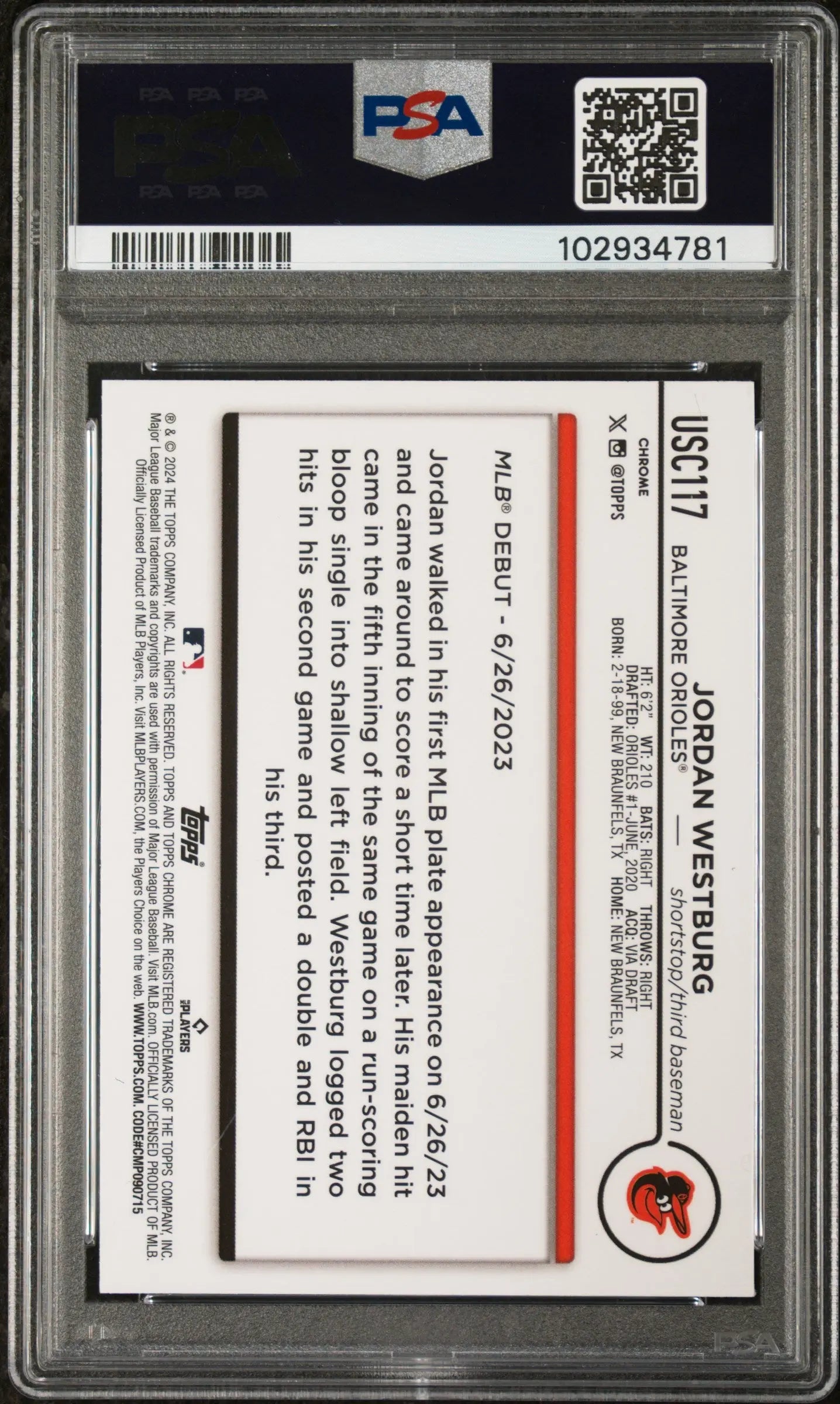 2024 Topps Chrome Update Jordan Westburg Rookie Card Aqua Blue Lava Lamp Refractor PSA 9 Gem Mint /175 - Baseball Collectors, Sports Memorabilia, Investment Piece