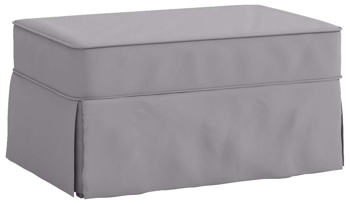 Premium Cotton Ottoman Slipcover Replacement for Pottery Barn PB Comfort Ottoman - Dense Fabric Footstool Cover in Light Gray | Perfect for Living Room, Bedroom & Home Decor