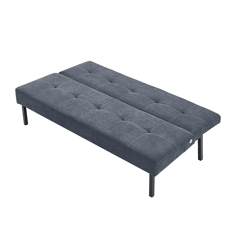 Modern Convertible Futon Sofa Bed for Small Spaces - Grey Sleeper Couch for Living Room, Apartment, Dorm | Space-Saving Multi-Functional Furniture for Guests & Daily Use