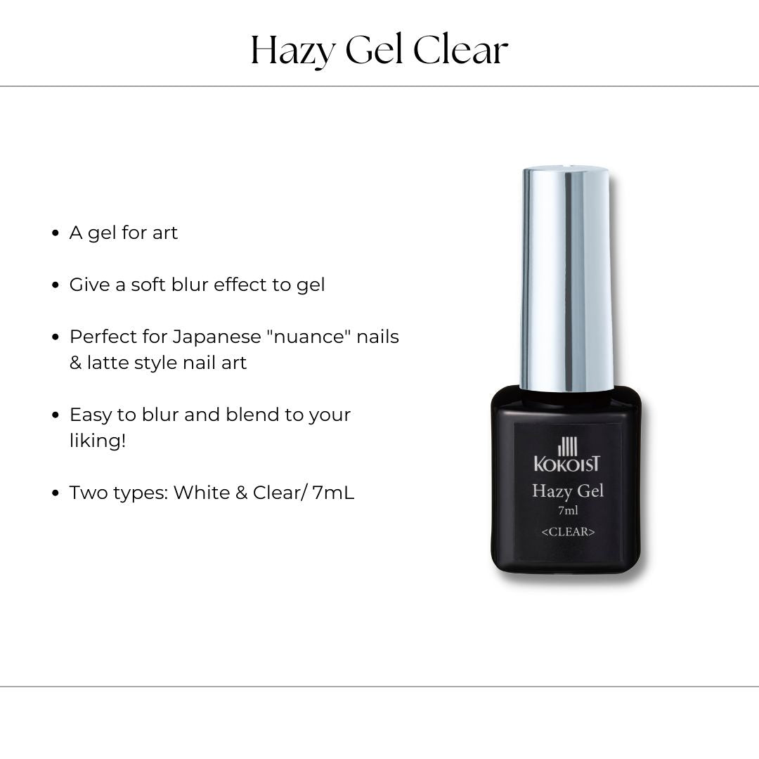 Kokoist Hazy Gel Clear 7ml - Professional Nail Art Builder Gel for Salon & Home Manicures - Perfect for DIY Nails, Gel Extensions & French Tips