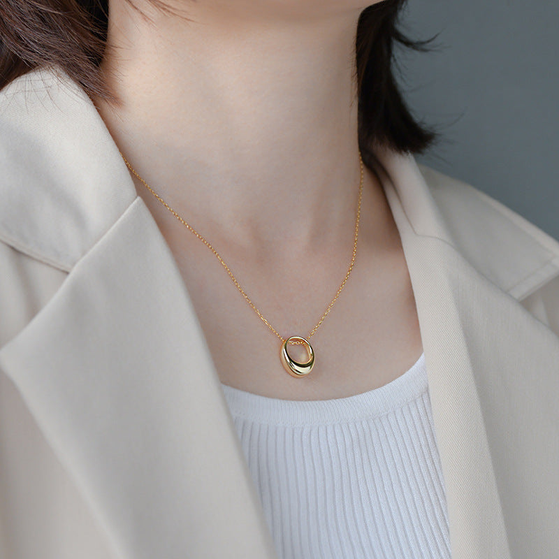 Simple Geometry Open Circle Pendant Necklace - Minimalist Gold/Silver Jewelry for Women | HN1130 | Perfect for Everyday Wear, Date Nights & Gifting