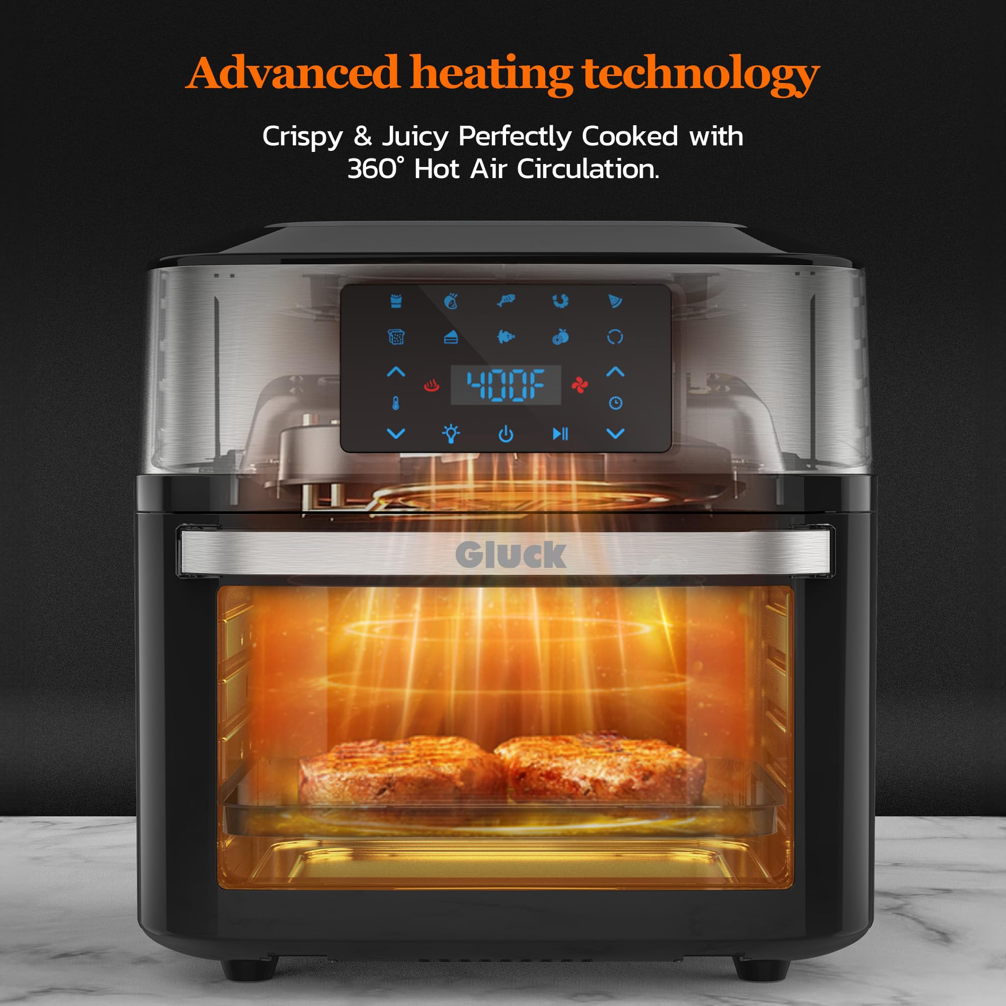 20 QT Large Air Fryer Oven with Viewing Window - 10-in-1 Air Fryer Toaster Combo with Rotisserie Racks & Cookbook - ETL Certified for Family Cooking, Meal Prep & Healthy Eating