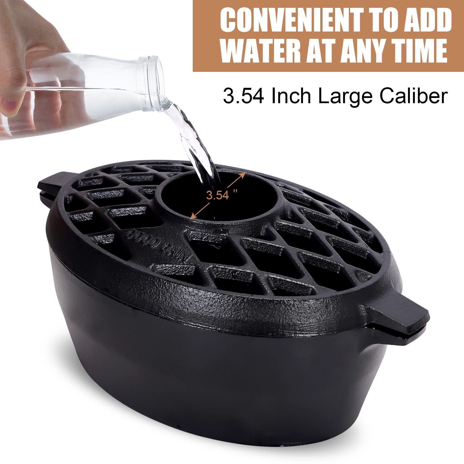 Premium Cast Iron Wood Stove Steamer & Fireplace Humidifier - 2.5 Quart Rust-Resistant Matte Black Design with Lattice Top | Indoor Wood Burning Stove Accessory for Dry Air Relief & Cozy Winter Home Decor