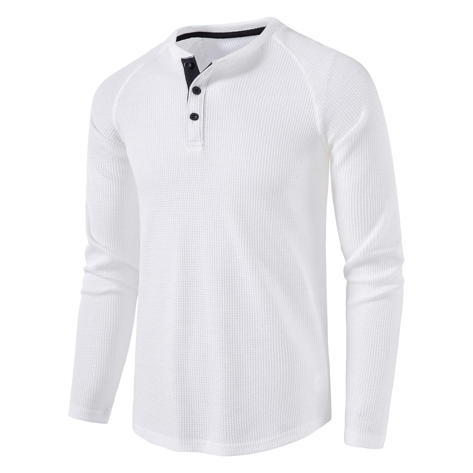 Lu's Chic Men's Long Sleeve Henley Waffle Knit T-Shirt | Casual Slim Fit Lightweight Shirt for Everyday Wear | Perfect for Work, Date Night & Weekend Outfits