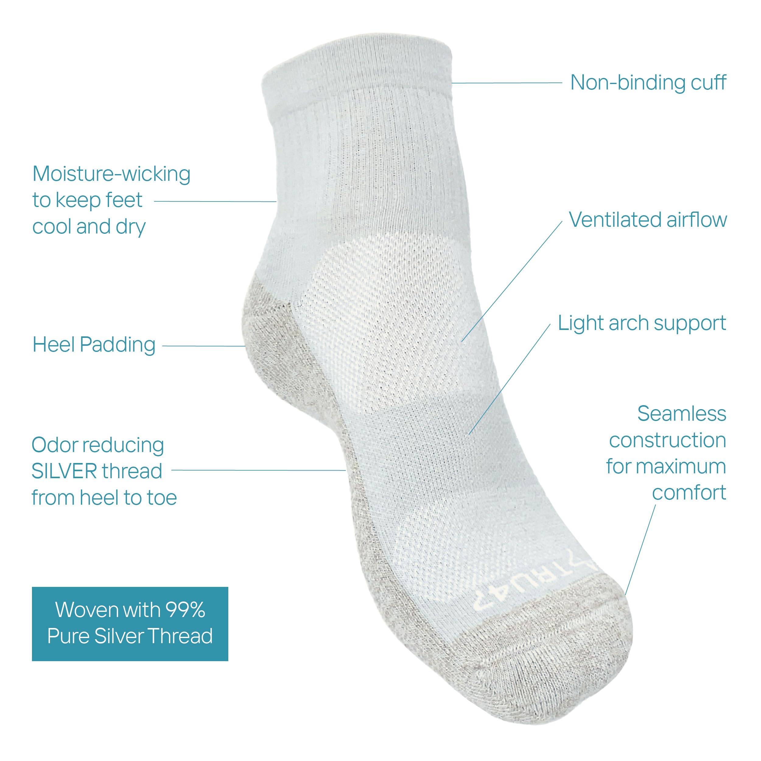 TRU47 Grounding Socks with 99.99% Pure Silver Thread - Natural Earthing & Grounding Products for Better Sleep, Pain Relief & Stress Reduction | Ideal for Home, Office & Outdoor Use