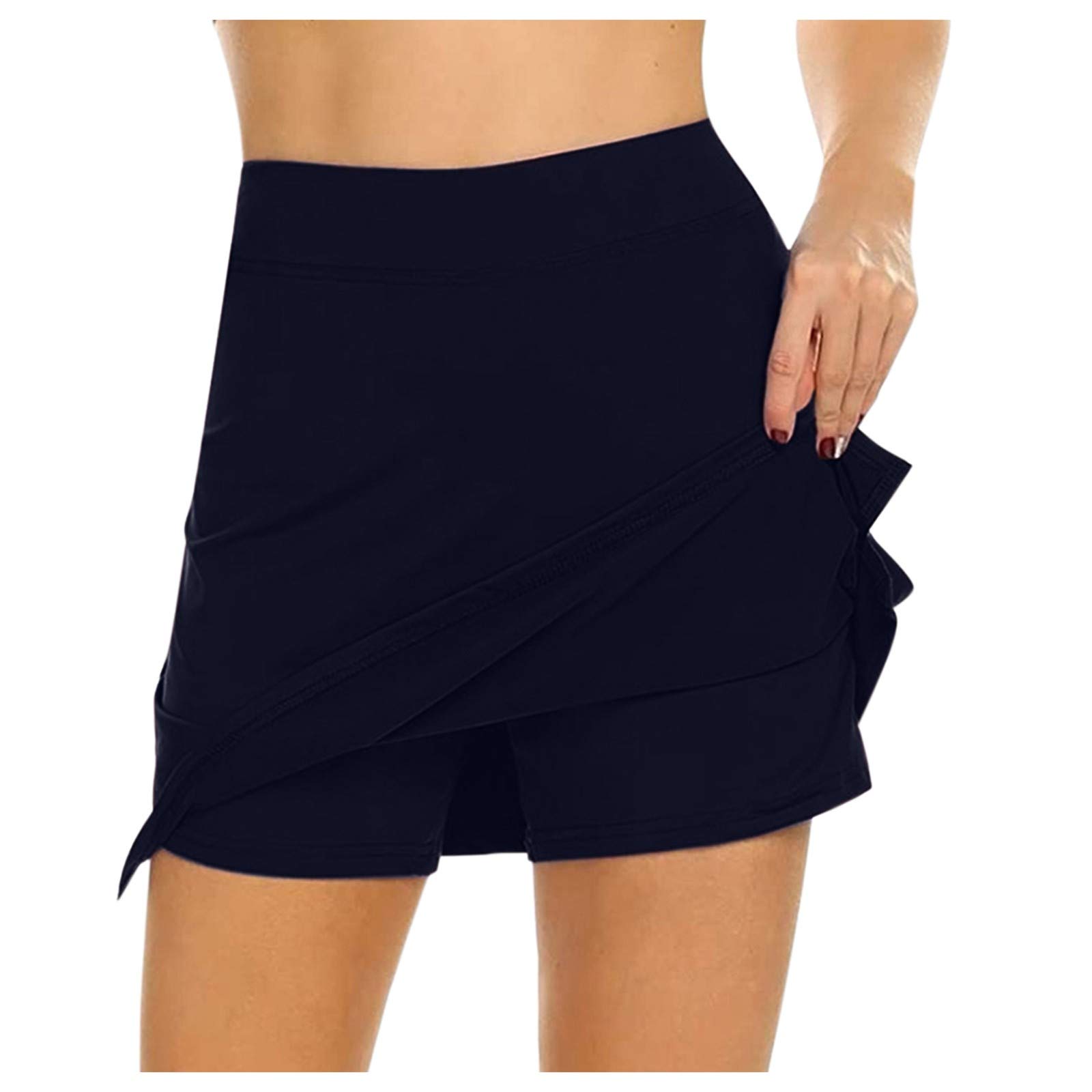 Women's Lightweight Performance Tennis Skirt - Active Running Skort with Built-in Shorts, Breathable & Quick-Dry (Navy, Large) | Perfect for Tennis, Running, Yoga & Gym Workouts