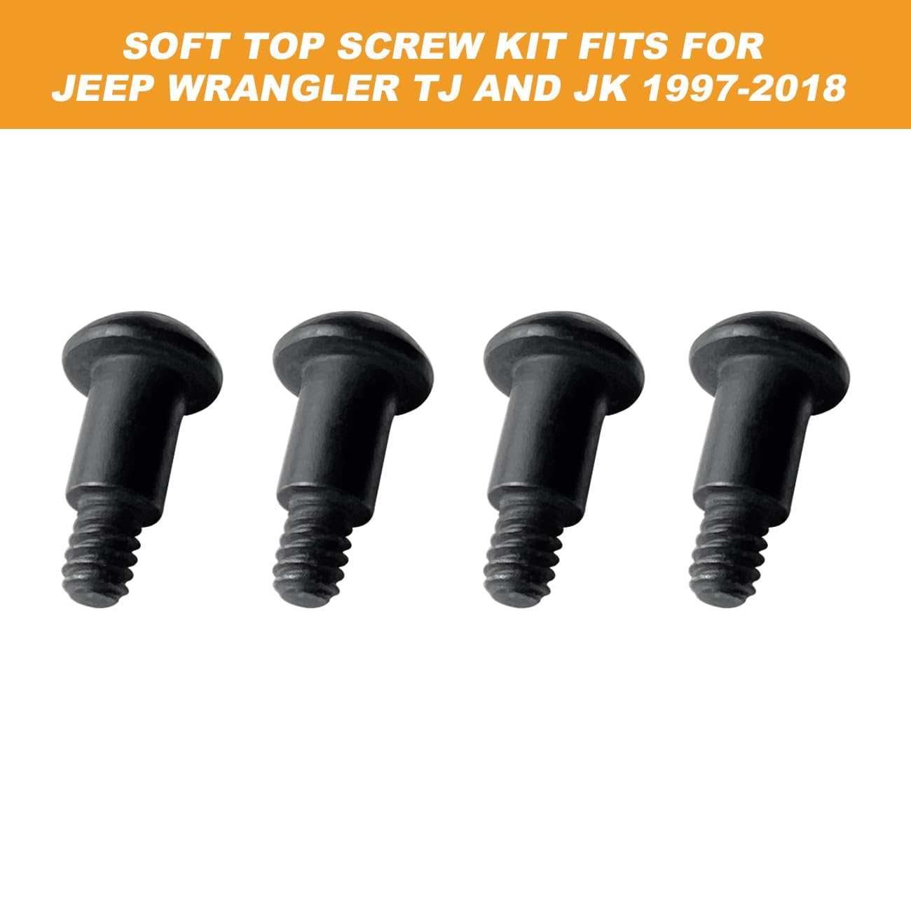 Jeep Wrangler TJ JK Soft Top Mounting Screws & Bolts Kit (1997-2018) - 4 Pack Roll Bar to Frame Hardware for Secure Soft Top Installation - Perfect for Off-Roading & Jeep Modifications