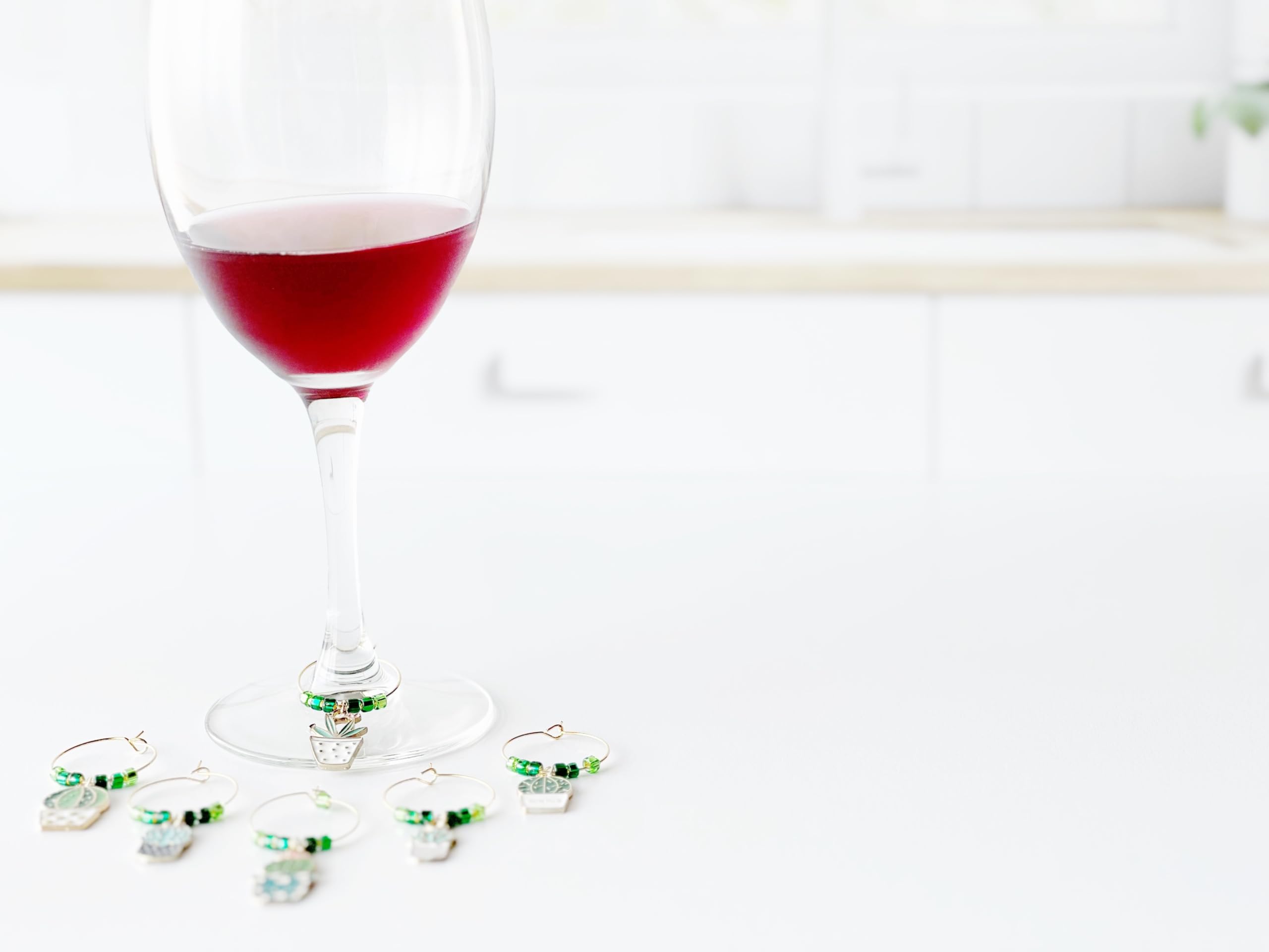 Succulent Wine Glass Charms Set of 6 - Unique Plant Lover Gifts for Women - Perfect for Garden Parties, Bridal Showers & Wine Tasting Events