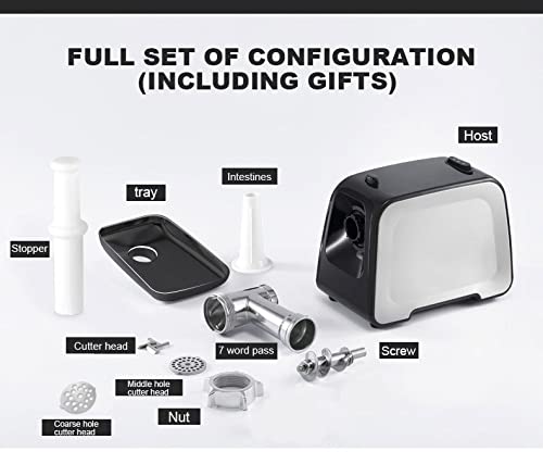 400W Electric Meat Grinder & Sausage Stuffer - Heavy Duty Mincer Machine with 2 Size Plates for Home Kitchen, BBQ, Camping & Food Prep