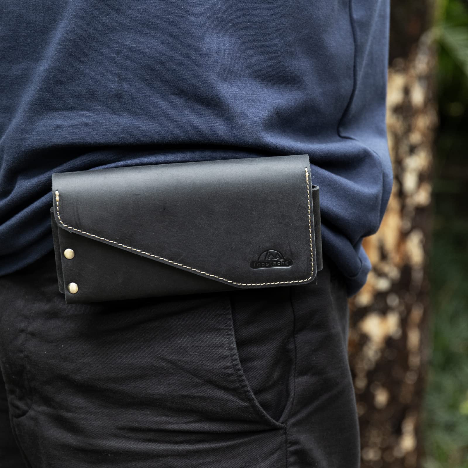 Premium Leather Phone Holster with Belt Loop & Magnetic Closure - Handmade Leather Phone Pouch Wallet for iPhone 14 Pro Max (Fits with Otterbox Case) - XL Size in Black | Perfect for Outdoor Activities, Work & Travel Accessories