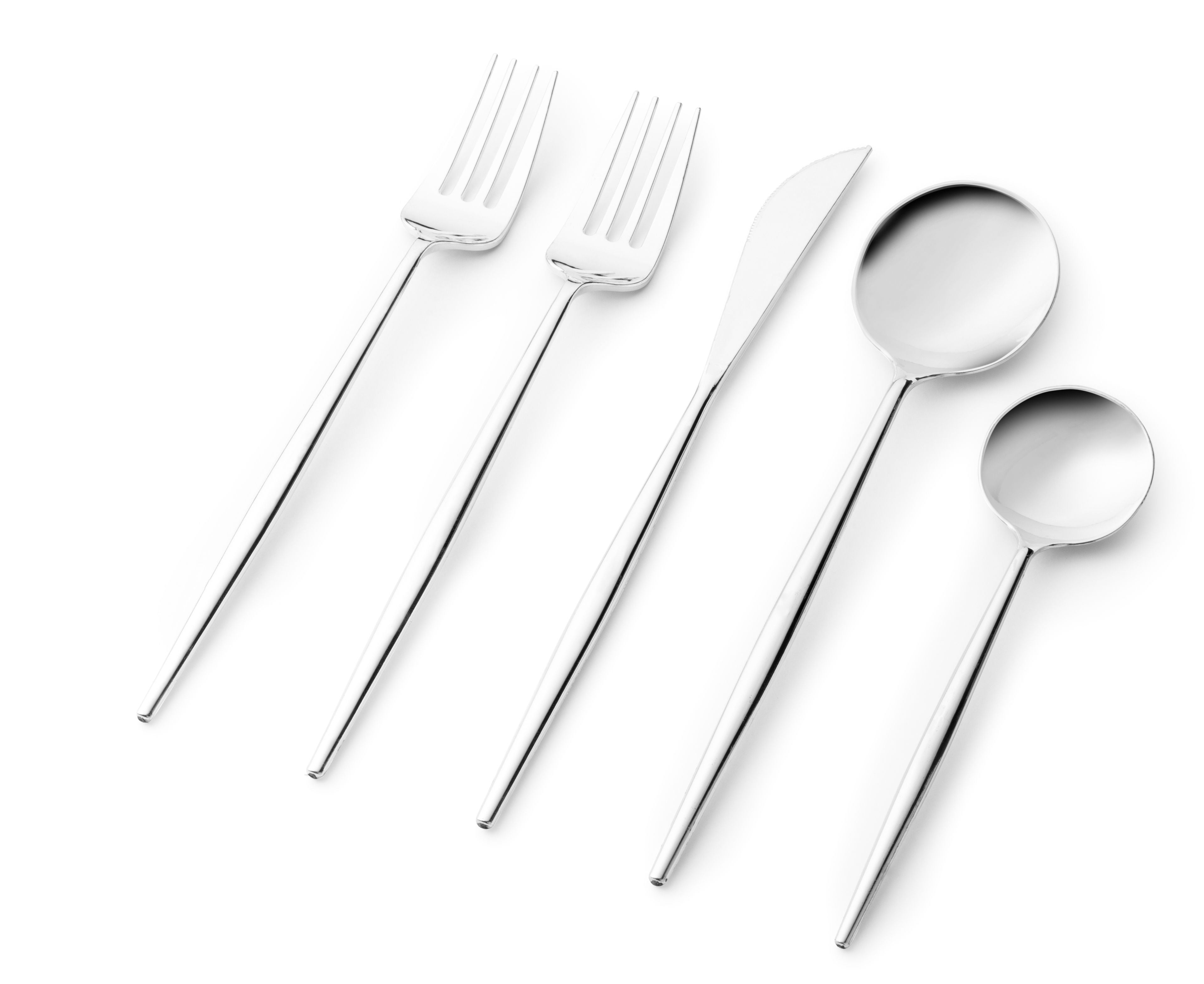 Premium Shiny Silver Flatware Set - 40-Piece Stainless Steel Cutlery Set for 8 People - Elegant Dining Utensils for Formal Dinners, Weddings & Special Occasions
