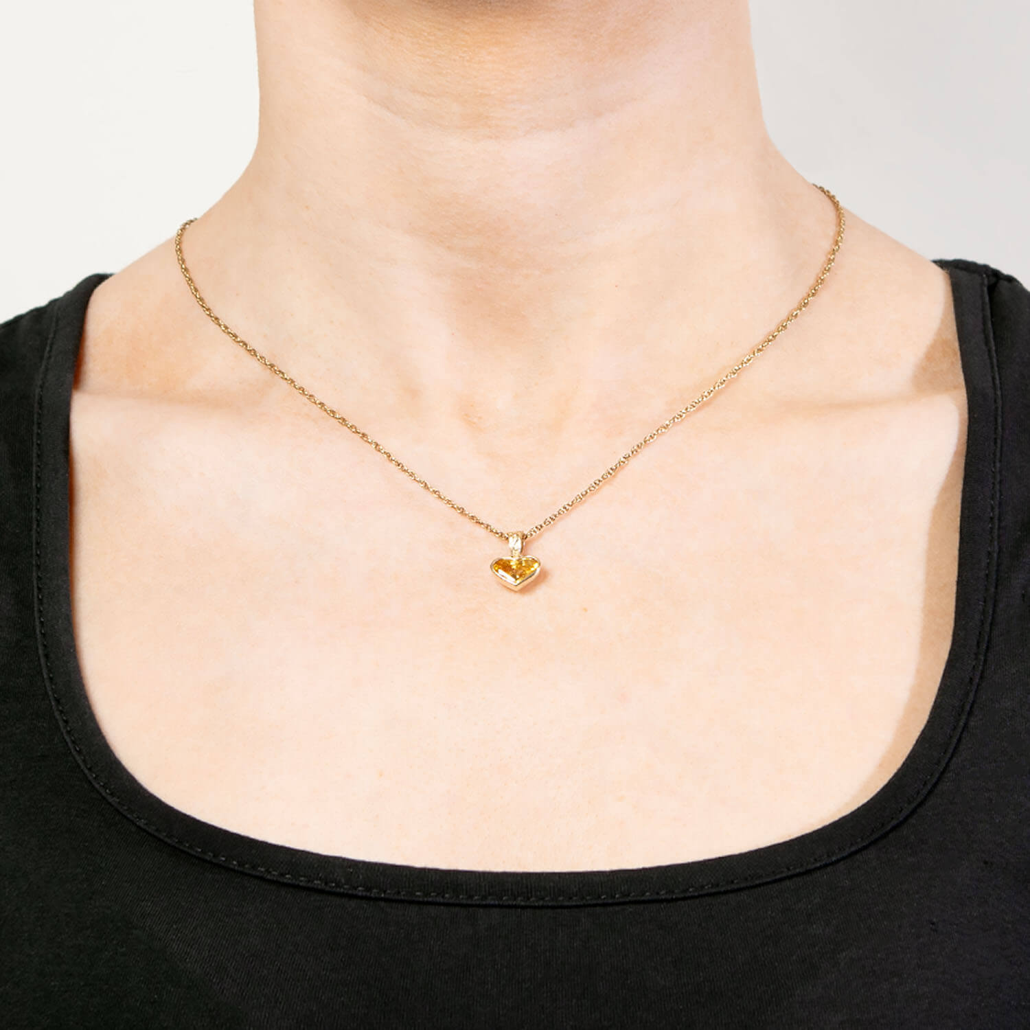 14K Yellow Sapphire Heart Pendant Necklace - Genuine Gold Jewelry for Women - Perfect for Valentine's Day, Anniversary & Romantic Gifts